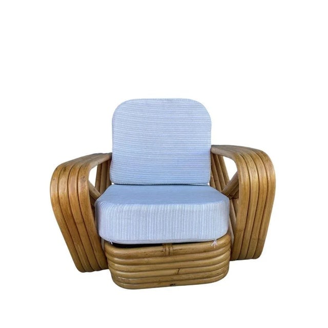 Restored Mid-Century Child Size 4-Strand Square Pretzel Rattan Lounge Chair, Pair - 3