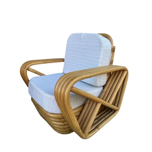 Restored Mid-Century Child Size 4-Strand Square Pretzel Rattan Lounge Chair, Pair - 4