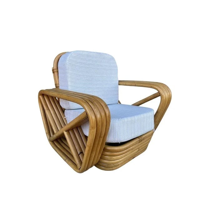 Restored Mid-Century Child Size 4-Strand Square Pretzel Rattan Lounge Chair, Pair - 5