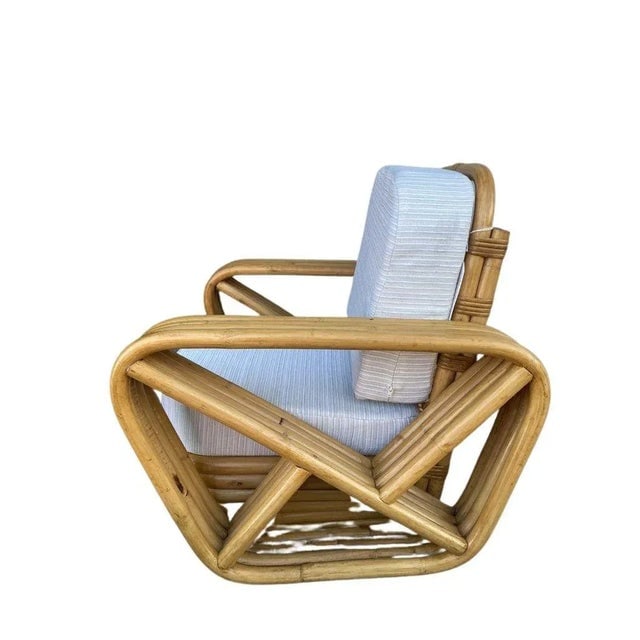 Restored Mid-Century Child Size 4-Strand Square Pretzel Rattan Lounge Chair, Pair - 6