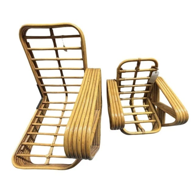 Restored Mid-Century Child Size 4-Strand Square Pretzel Rattan Lounge Chair, Pair - 8