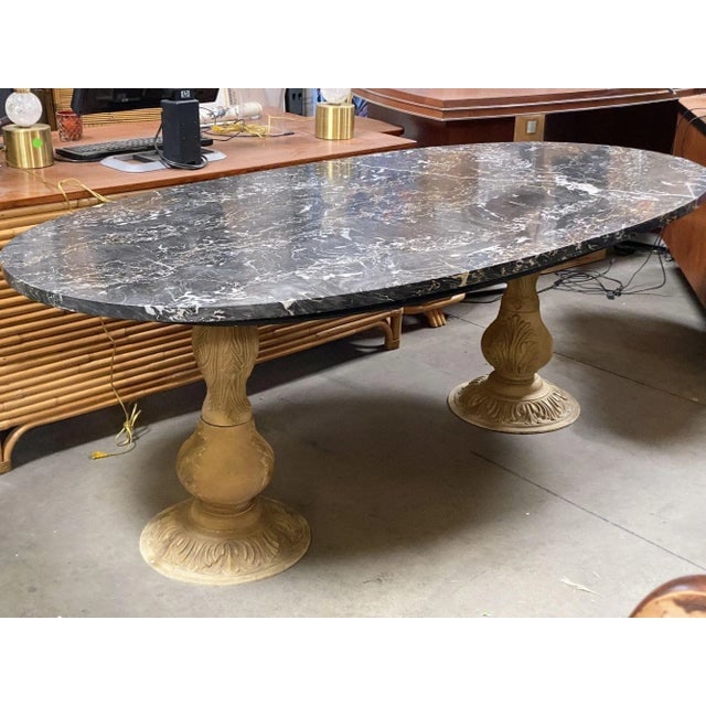 Portoro Nero Marble Dining Set With High Back Thomasville Chairs - 11