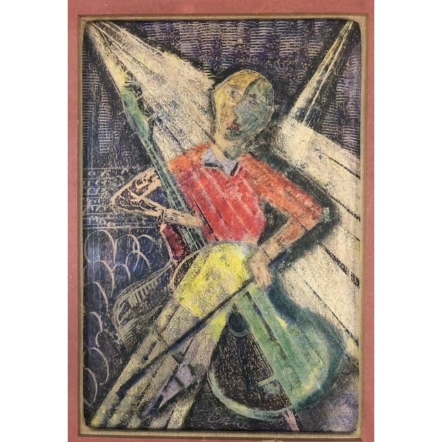 Vintage Wood Framed Pastel Print by Artist Bala - 2