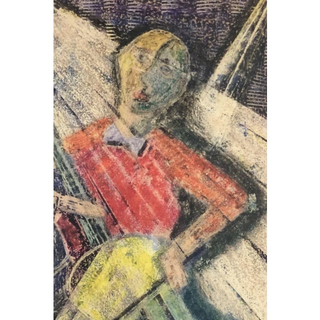 Vintage Wood Framed Pastel Print by Artist Bala - 3