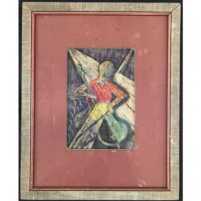 Vintage Wood Framed Pastel Print by Artist Bala - 5