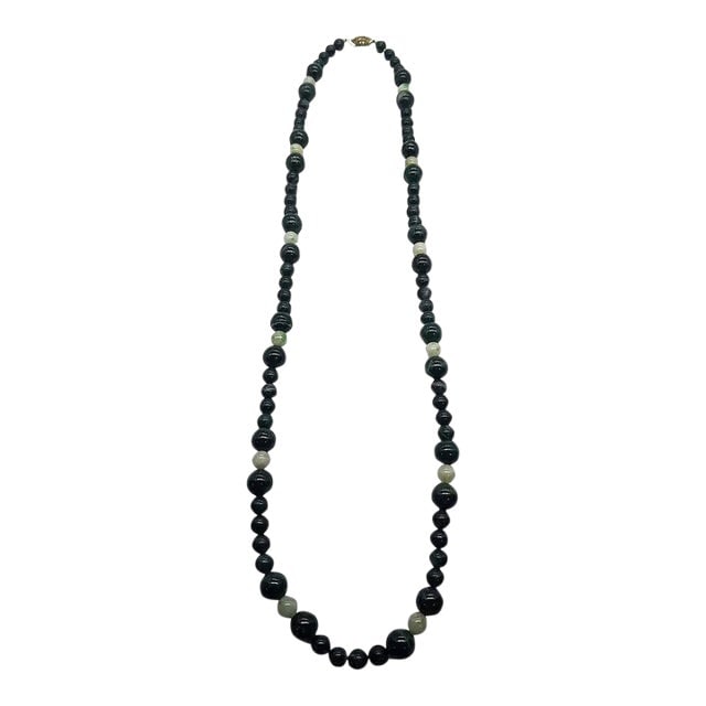 Silk Knotted Jade & Moss Agate Round Beaded Necklace W Gold-Filled Clasp: Title: Silk Knotted Jade & Moss Agate Round Beaded Necklace W Gold-Filled Clasp Description: Late Edwardian necklace of large 10mm Green Moss Agate beads and smaller Apple Green Jadeite Jade 8mm beade