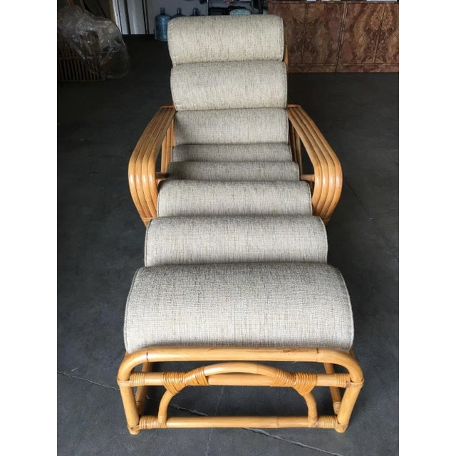 Restored 1940s Rattan 2 Piece Square Pretzel 4-Strand Chaise Lounge - 2