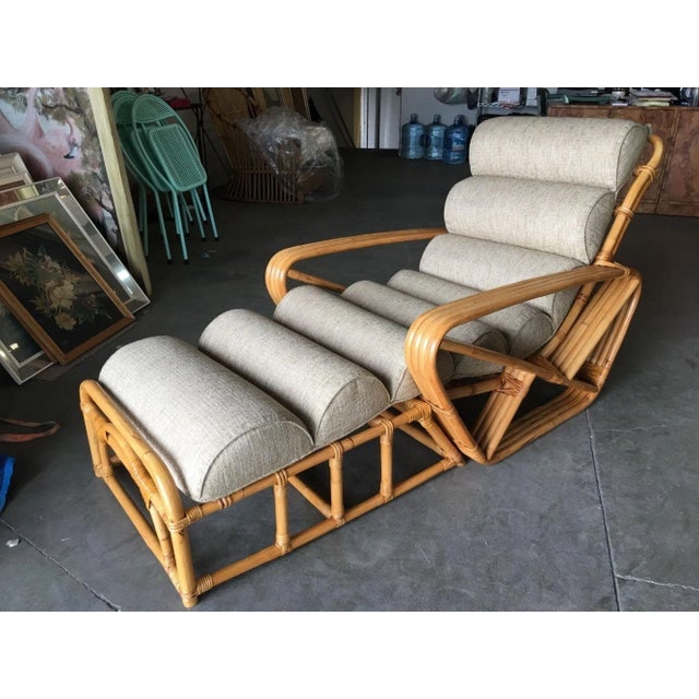 Restored 1940s Rattan 2 Piece Square Pretzel 4-Strand Chaise Lounge - 3