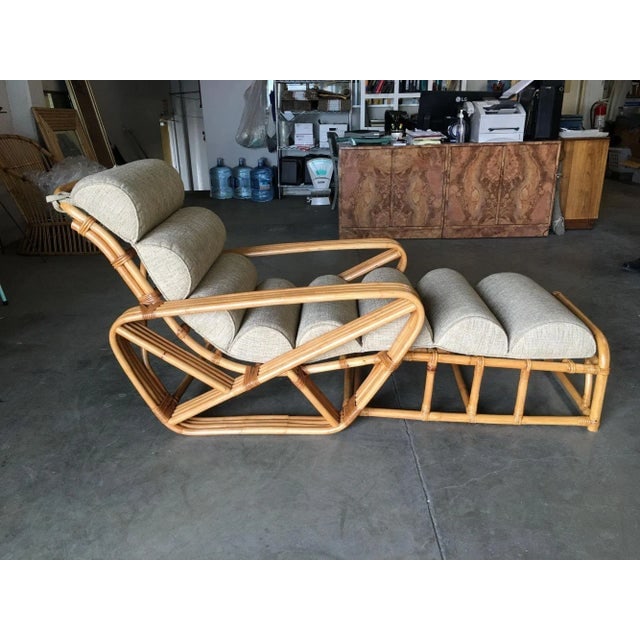 Restored 1940s Rattan 2 Piece Square Pretzel 4-Strand Chaise Lounge - 4