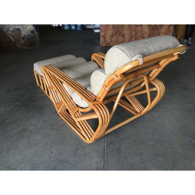 Restored 1940s Rattan 2 Piece Square Pretzel 4-Strand Chaise Lounge - 5