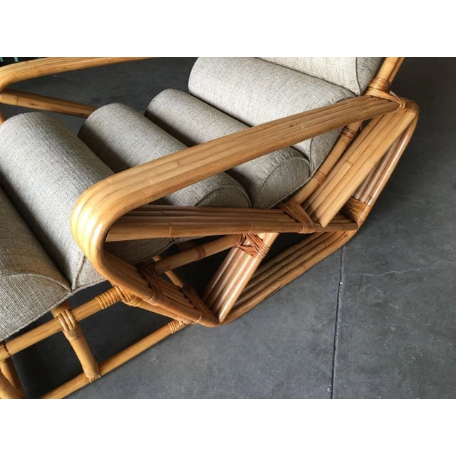 Restored 1940s Rattan 2 Piece Square Pretzel 4-Strand Chaise Lounge - 6