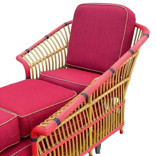 Restored 1930s Stick Reed Rattan "President" Chaise Lounge - 10