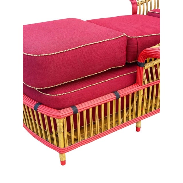 Restored 1930s Stick Reed Rattan "President" Chaise Lounge - 11
