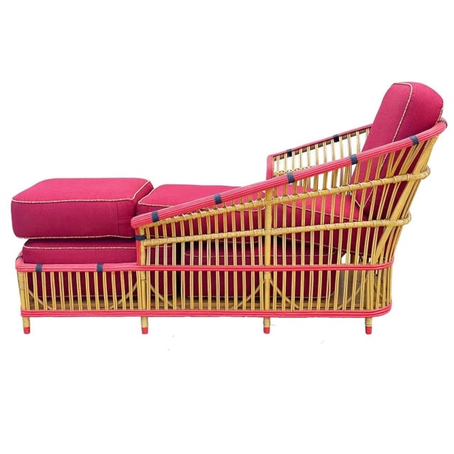 Restored 1930s Stick Reed Rattan "President" Chaise Lounge - 2