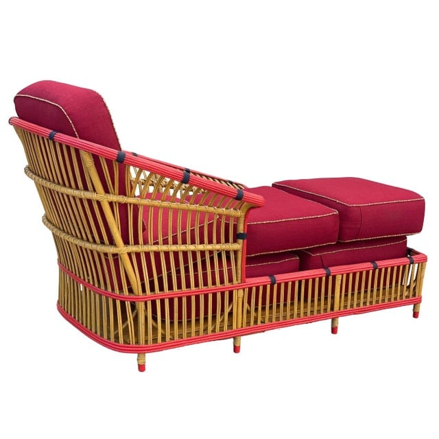 Restored 1930s Stick Reed Rattan "President" Chaise Lounge - 5