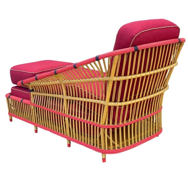 Restored 1930s Stick Reed Rattan "President" Chaise Lounge - 7