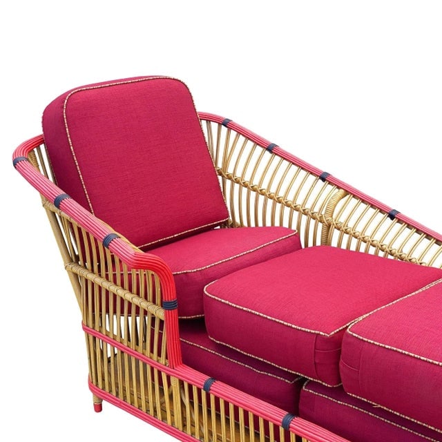 Restored 1930s Stick Reed Rattan "President" Chaise Lounge - 8