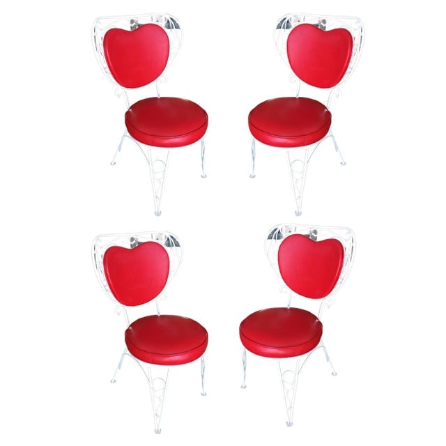 Custom Made Mid-Century Iron & Steel Rebar Heart Patio Lounge Chair, Set of Four - 10