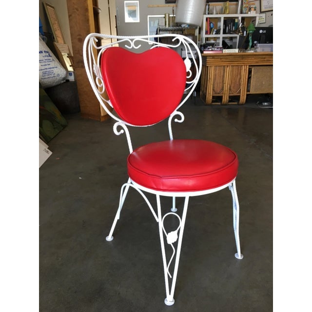 Custom Made Mid-Century Iron & Steel Rebar Heart Patio Lounge Chair, Set of Four - 4