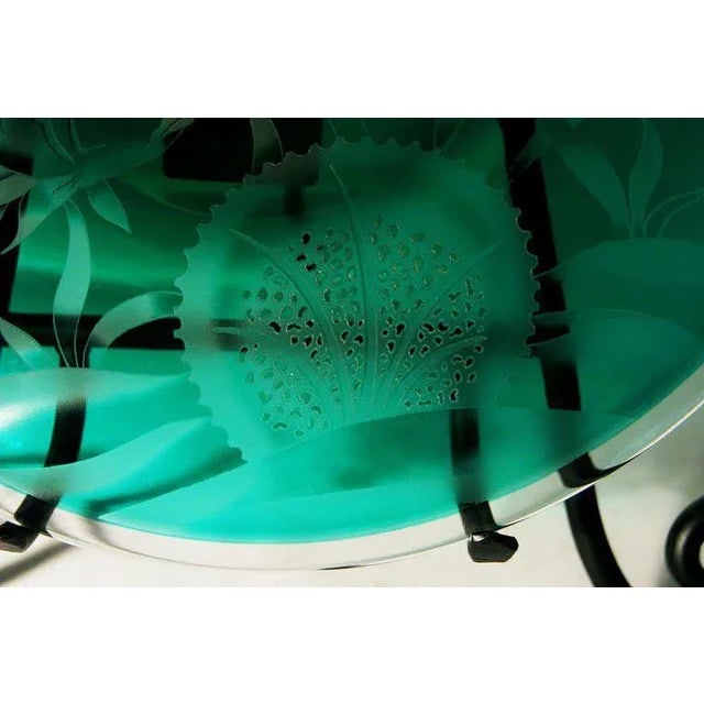 Correia Art Glass Large Hand-Etched Decorative Plate, Signed - 6