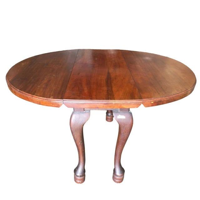 1930s Antique Drop Leaf French Country Mahogany Table - 4