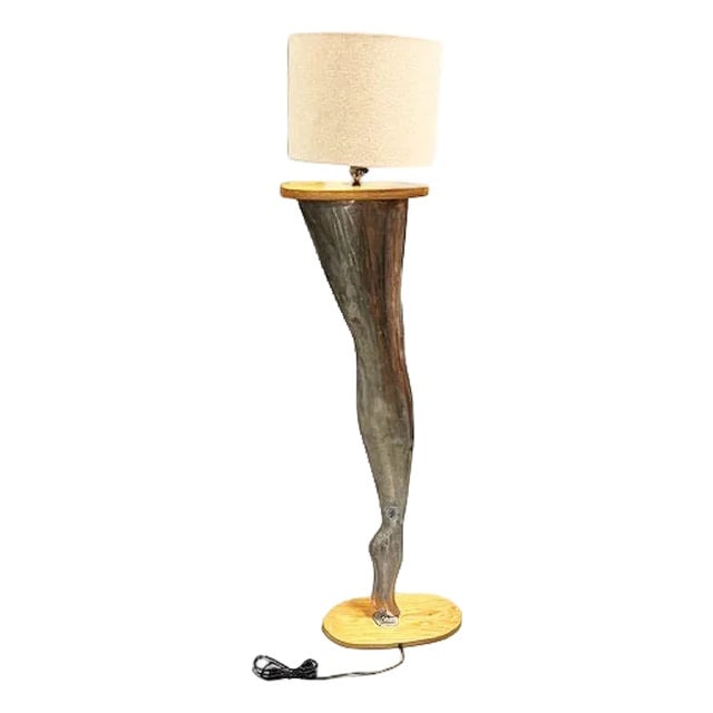 1990s Postmodern Brushed Steel Female Leg Marilyn Monroe Floor Lamp W/ Shade (1 of 7)