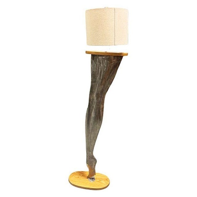 1990s Postmodern Brushed Steel Female Leg Marilyn Monroe Floor Lamp W/ Shade - 3