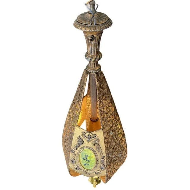 Hollywood Regency Jewel Prisms Filigree Pendant Light, Circa 1950 - 3