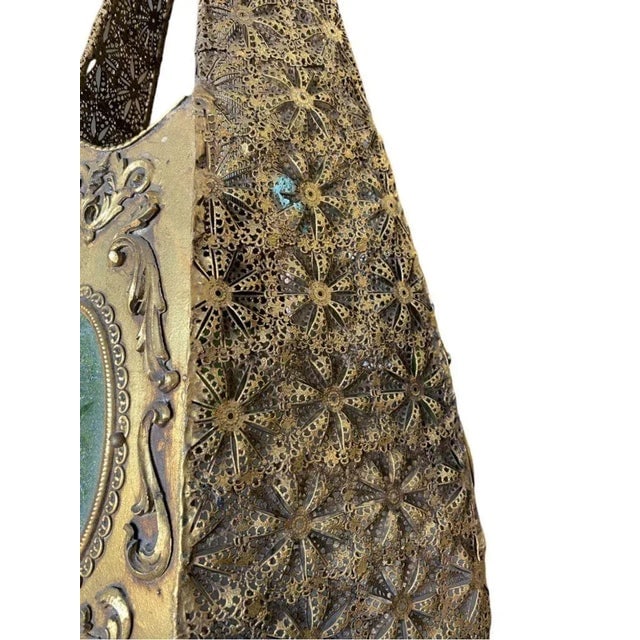 Hollywood Regency Jewel Prisms Filigree Pendant Light, Circa 1950 - 7