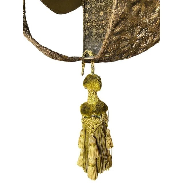 Hollywood Regency Jewel Prisms Filigree Pendant Light, Circa 1950 - 9