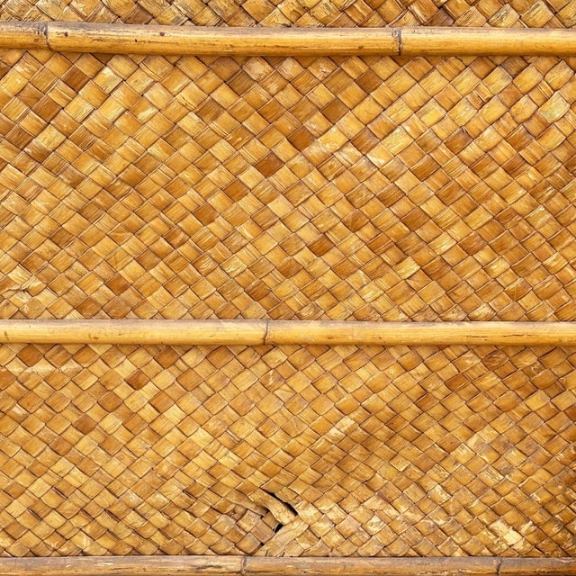 1930s Art Deco 9' Foot X 6' Foot Rattan & Woven Wicker Wall Divider Screen - 8