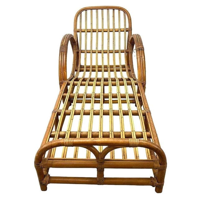 Restored Two-Strand "Half Moon" Rattan Cup Seat Chaise Lounge - 10