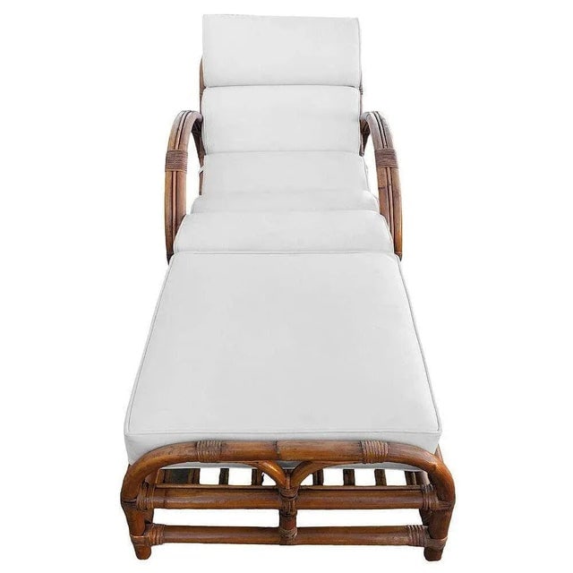Restored Two-Strand "Half Moon" Rattan Cup Seat Chaise Lounge - 2