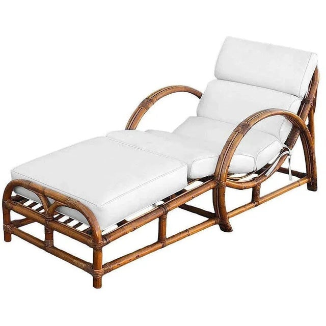 Restored Two-Strand "Half Moon" Rattan Cup Seat Chaise Lounge - 3