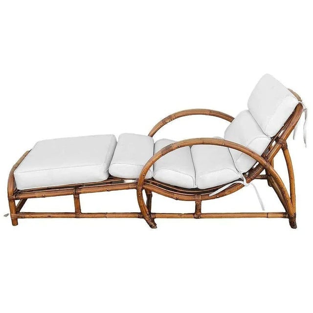 Restored Two-Strand "Half Moon" Rattan Cup Seat Chaise Lounge - 6