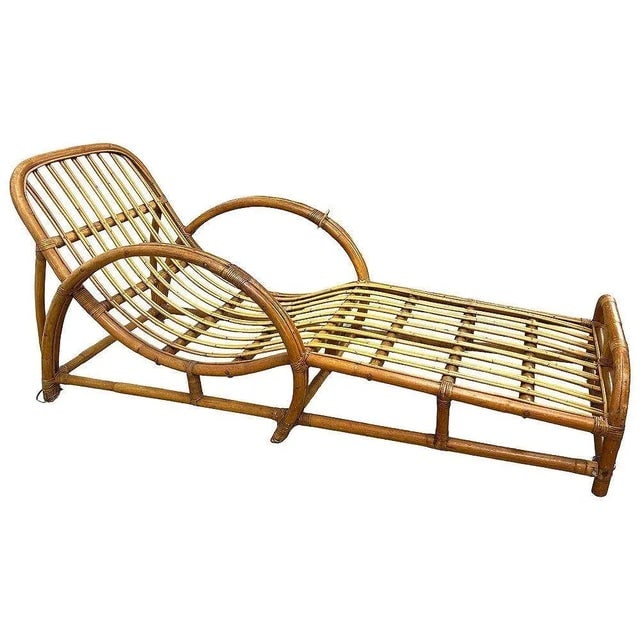 Restored Two-Strand "Half Moon" Rattan Cup Seat Chaise Lounge - 9