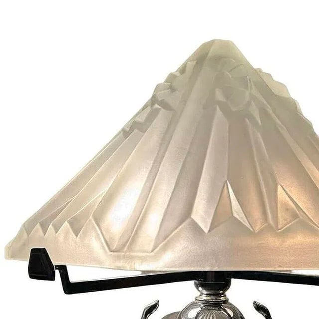 1920s French Art Deco Cw Vianne Globe Opulent Frosted Lamp Shade - 4