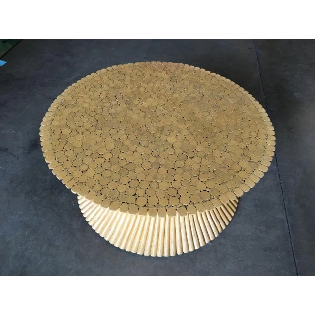 1960s Restored Corseted Hour Glass Pole Rattan Coffee Table by McGuire - 4