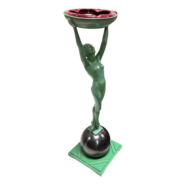 1920s Frankart Standing on Ball Art Deco Sculptural Smoke Stand Model T330 (1 of 9)