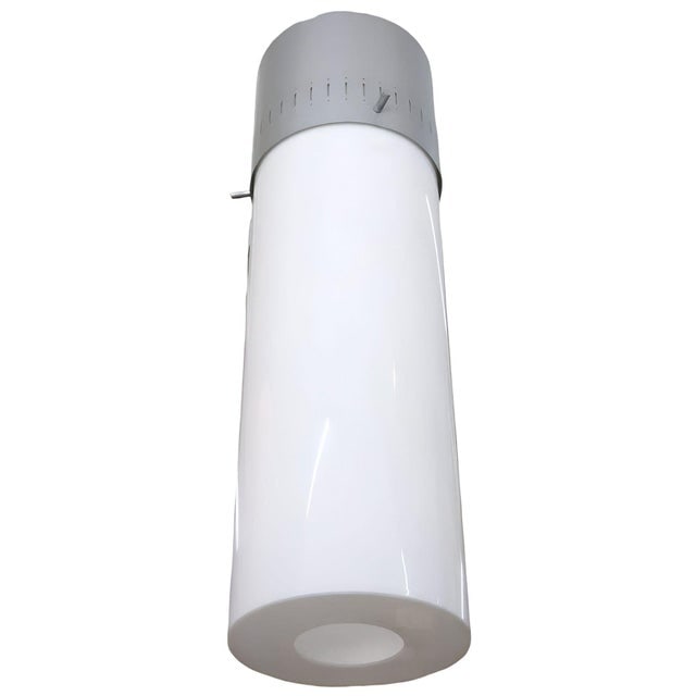 1958 Mid-Century Modern Cylinder Acrylic & Steel Pendant, 2 Available - 2