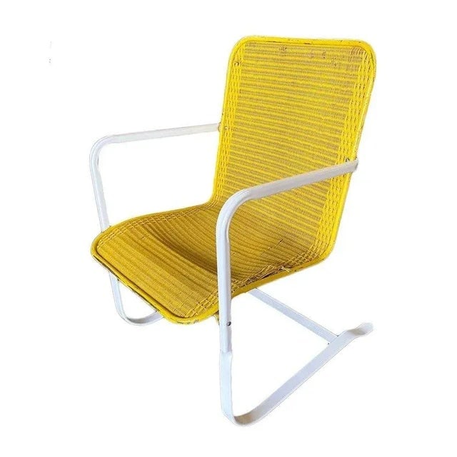 Mid-Cenrtury Lloyd Flanders "Loom" Wicker Springer Outdoor Patio Chair, Pair - 2