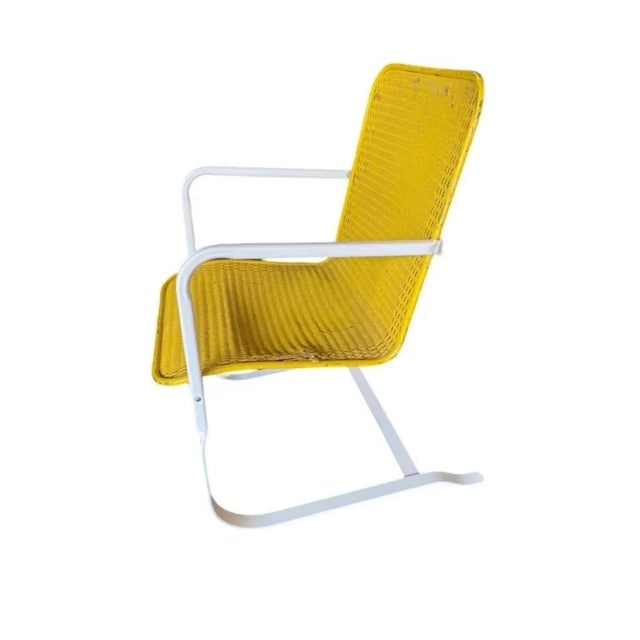 Mid-Cenrtury Lloyd Flanders "Loom" Wicker Springer Outdoor Patio Chair, Pair - 4
