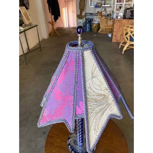 1930s Chromed Steel and Cobalt Marble Art Deco Lamp - 5