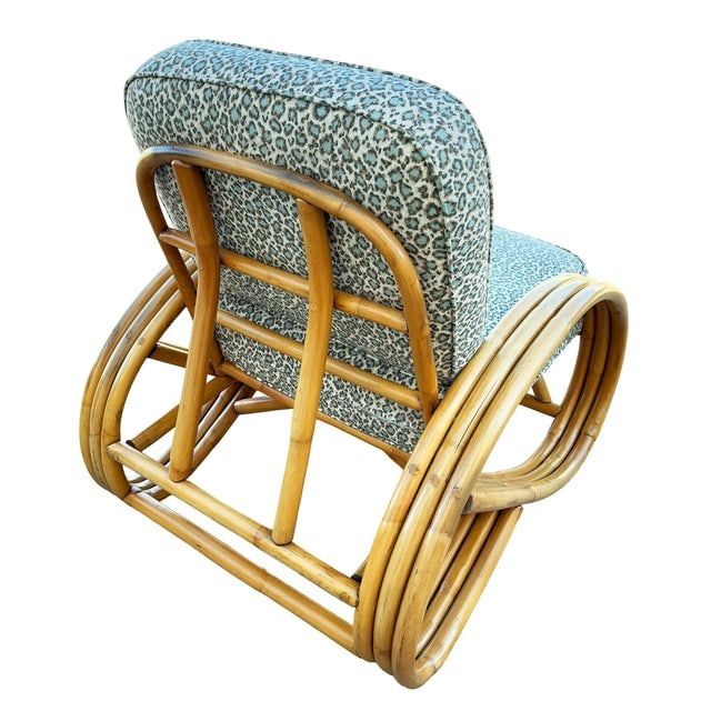 1950s Restored Mid-Century 3/4 Round Pretzel Arm Rattan Lounge Chair Set - 10
