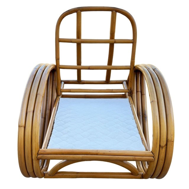 1950s Restored Mid-Century 3/4 Round Pretzel Arm Rattan Lounge Chair Set - 13
