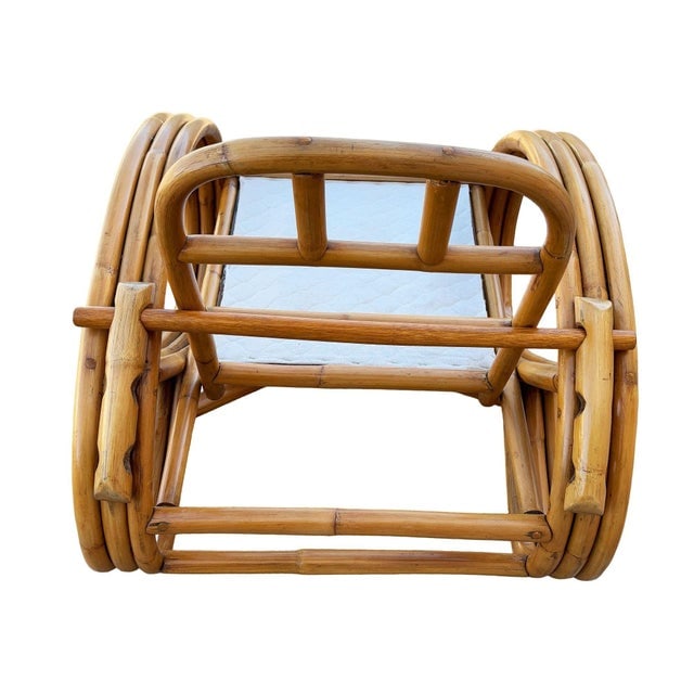 1950s Restored Mid-Century 3/4 Round Pretzel Arm Rattan Lounge Chair Set - 14