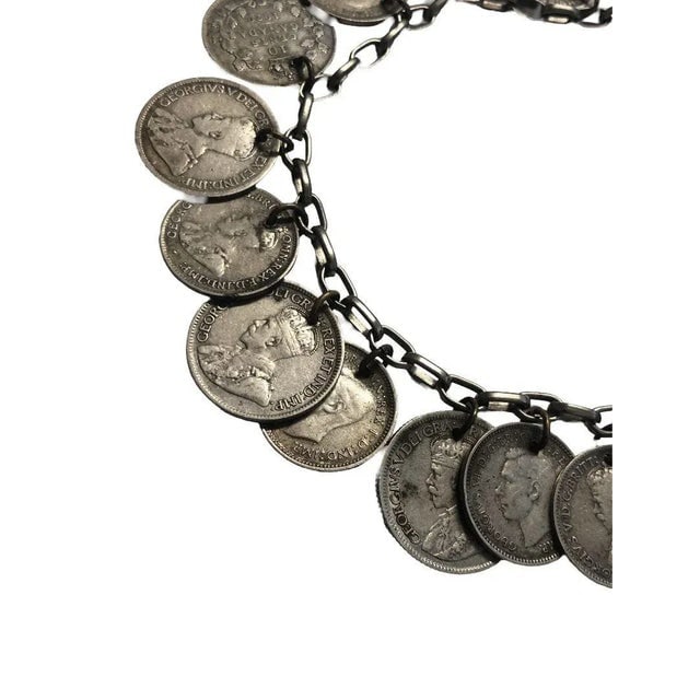 Wwii Era Canadian, English & Australian Solid Silver Coin Charm Bracelet - 2