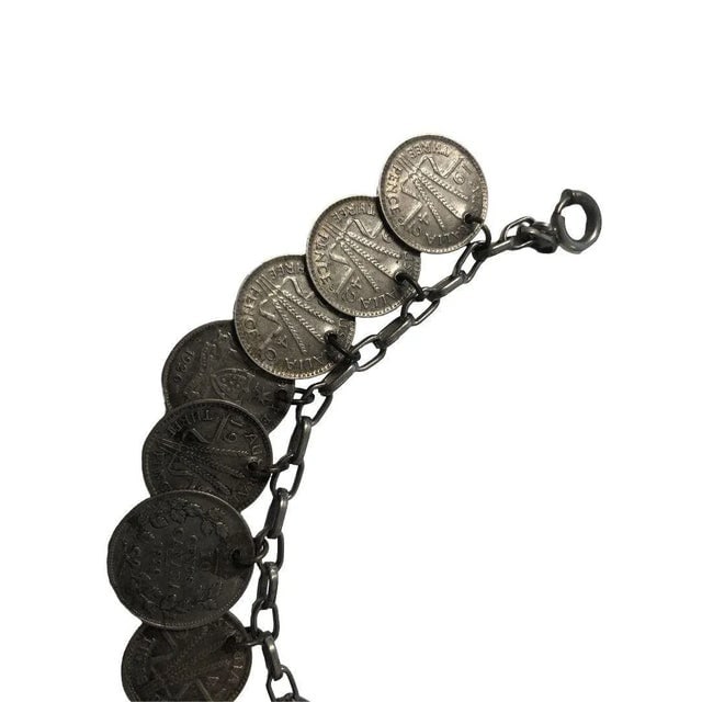 Wwii Era Canadian, English & Australian Solid Silver Coin Charm Bracelet - 5