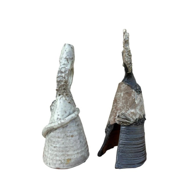 Terracota Glazed Anthropomorphic Sculpture Male and Female Pair Signed by Artist - 4