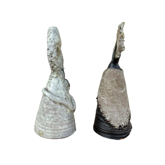 Terracota Glazed Anthropomorphic Sculpture Male and Female Pair Signed by Artist - 8